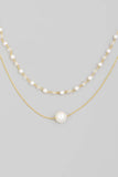 Dainty Layered Chain Pearl Bead Charm Necklace