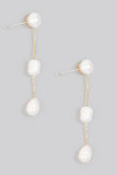 Pearl Bead Charms Chain Dangle Earrings