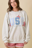 USA Patchwork Oversized Crew Neck