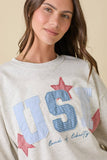 USA Patchwork Oversized Crew Neck
