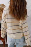 Multicolour Striped Button V Neck Cardigan