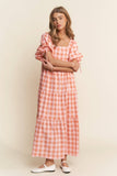 Checkered Tiered Maxi Dress