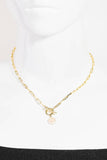 Toggle Chain Link Disc Pearl Charm Necklace