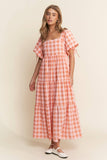 Checkered Tiered Maxi Dress