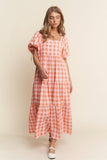 Checkered Tiered Maxi Dress
