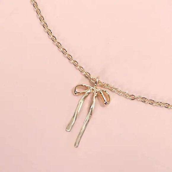 Long Bow Ribbon Necklace