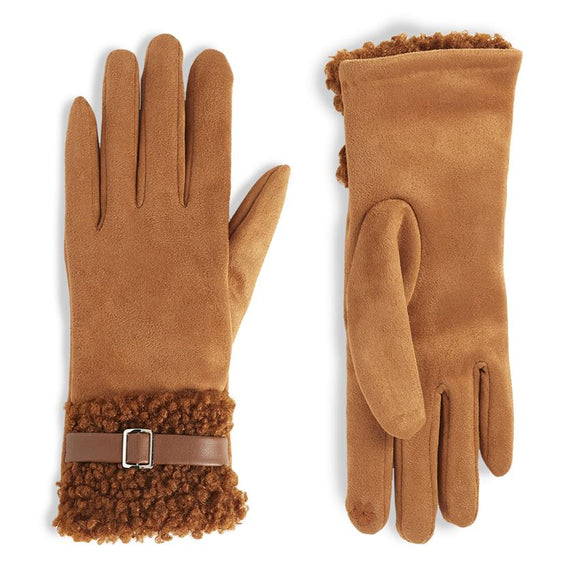 Sherpa Glove in Cognac & Charcoal