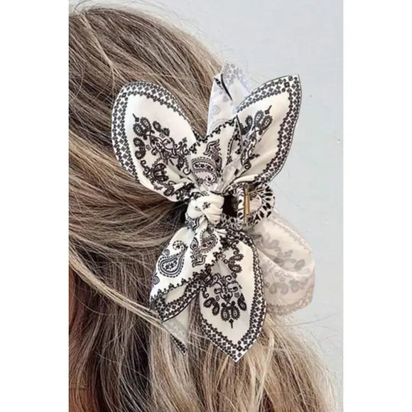 Paisley Floral Print Bowknot Hair Clip