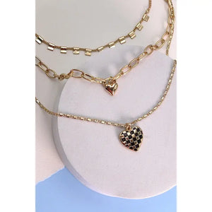 Triple Layer Heart Charm Necklace