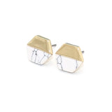 Marble Hexagon Stud Earring