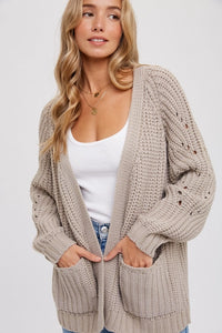 Mushroom Pointelle Cardigan