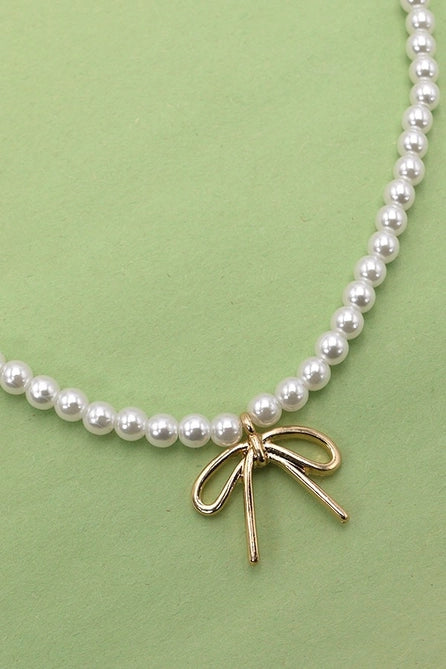 Pearl Bow Necklace