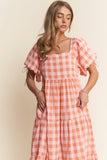 Checkered Tiered Maxi Dress