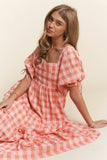 Checkered Tiered Maxi Dress