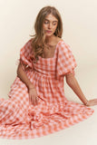 Checkered Tiered Maxi Dress