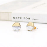 Marble Hexagon Stud Earring