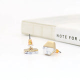 Marble Hexagon Stud Earring