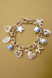 Porcelain inspired toggle charm bracelet