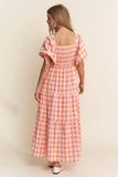 Checkered Tiered Maxi Dress