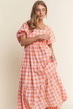 Checkered Tiered Maxi Dress
