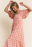 Checkered Tiered Maxi Dress