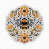 Flowers And Bee Clear Sticker