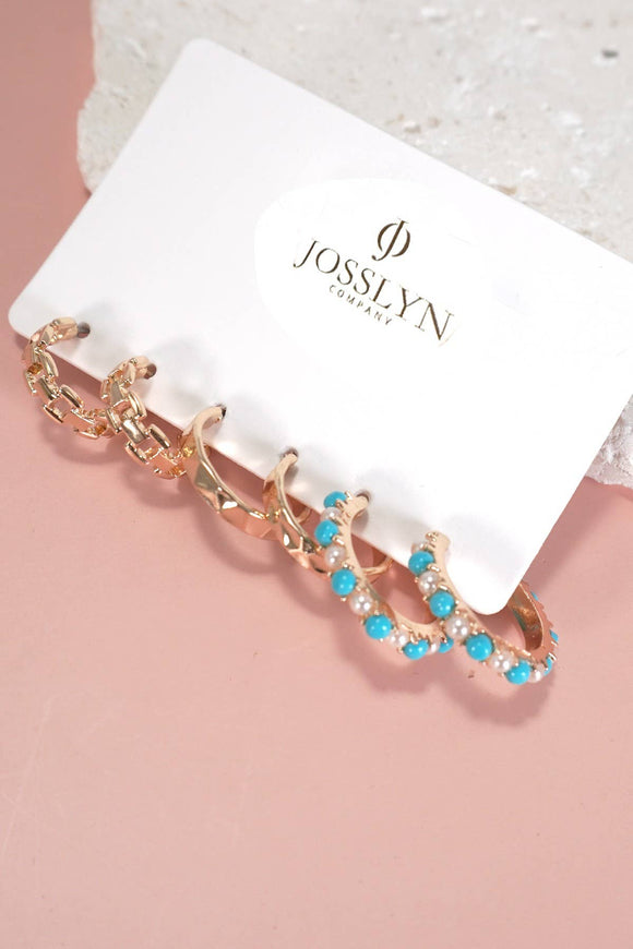 Turquoise Hoop Trio