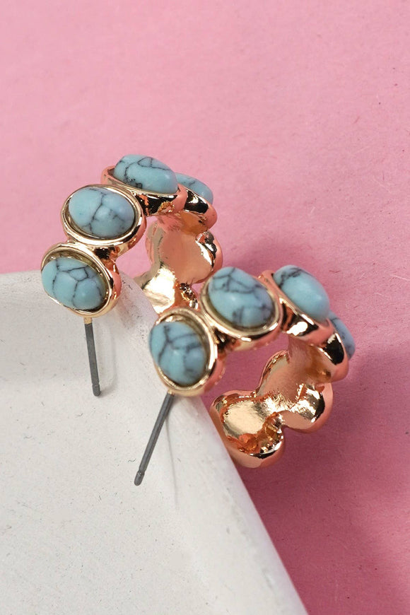 Oval Turquoise Hoop