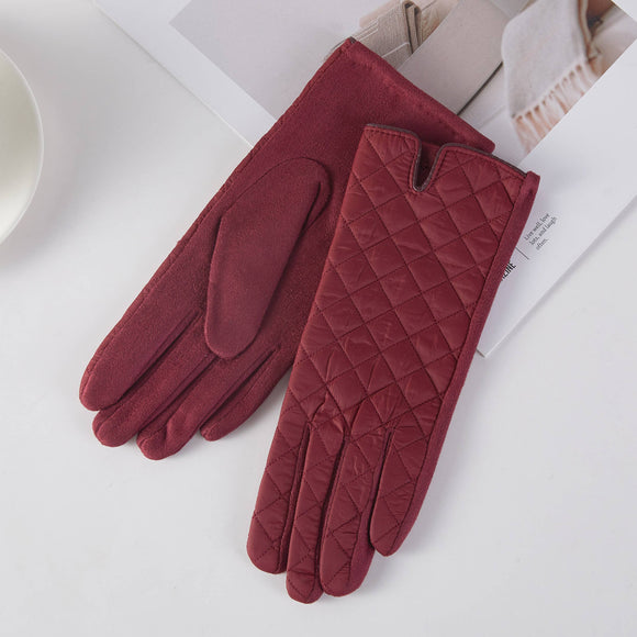 Quilted Diamond Pattern Gloves