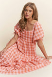 Checkered Tiered Maxi Dress
