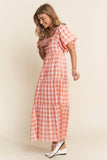 Checkered Tiered Maxi Dress
