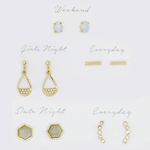 5 Pairs Multipack Stud Earrings Set with Gift Box