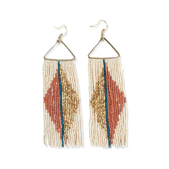 Erica Split Diamond Beaded Fringe Earrings