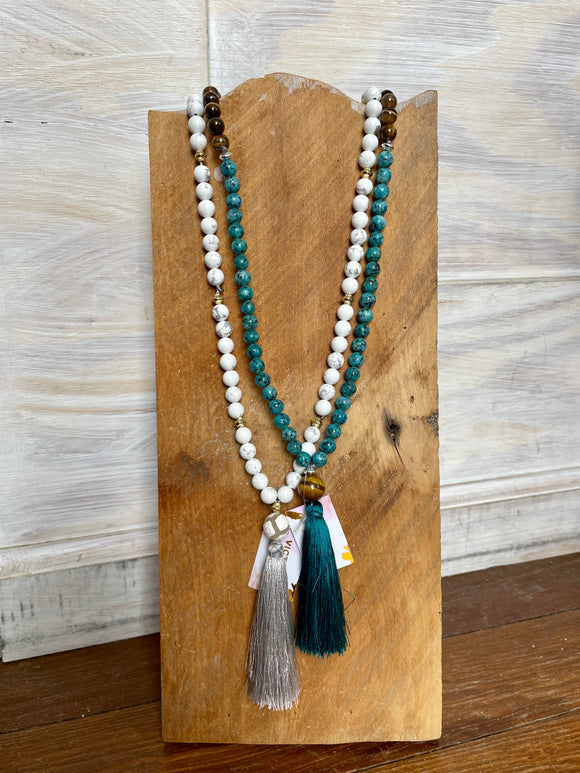 Earth and Sea Long Tassel Necklace